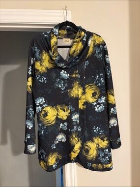 Yellow Floral Cowl Neck Tunic Top - Women